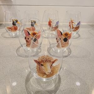 Pier 1 Animal Print Stemless Wine Glasses Set